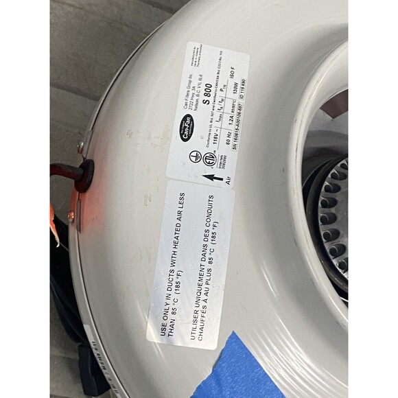 Can S 800 Fan 800 CFM 8” Exhaust Inline 115V , 130W - Picture 3 of 6